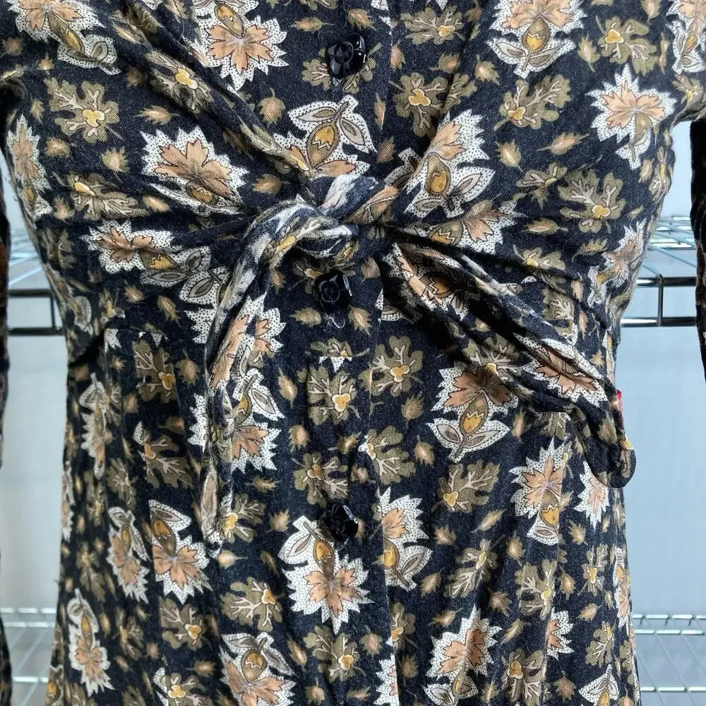 Vintage Esprit‎ Girls Y2K Black Floral Dress Est. Size 6 Whimsigoth Cottagecore